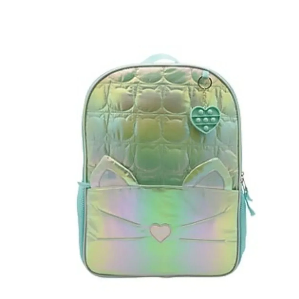 Accessory Innovations Metallic Green Cat Aqua Backpack bookbag with Pop toy